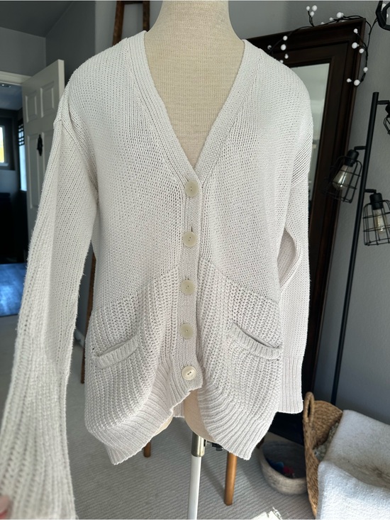 Victoria's Secret Sweaters - Victoria's Secret White Button-Up Knit Cardigan, size medium